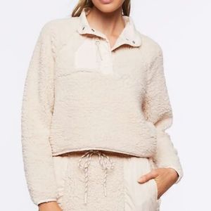 Forever 21 - cropped faux shearling pullover - cream